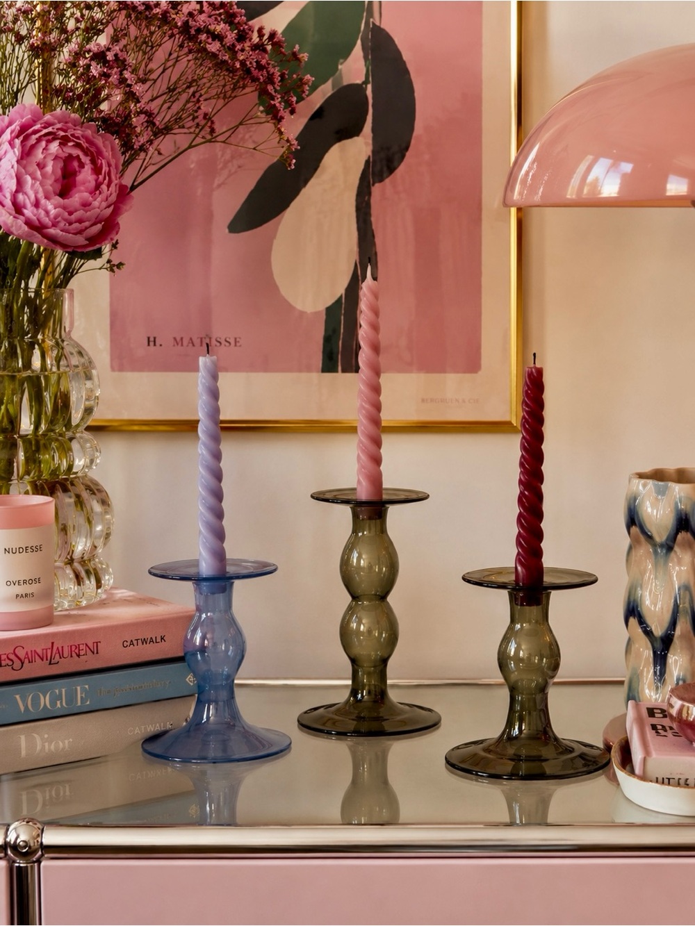 Lightweight Smoked Glass Bubble Candle Holders | Set of 3
